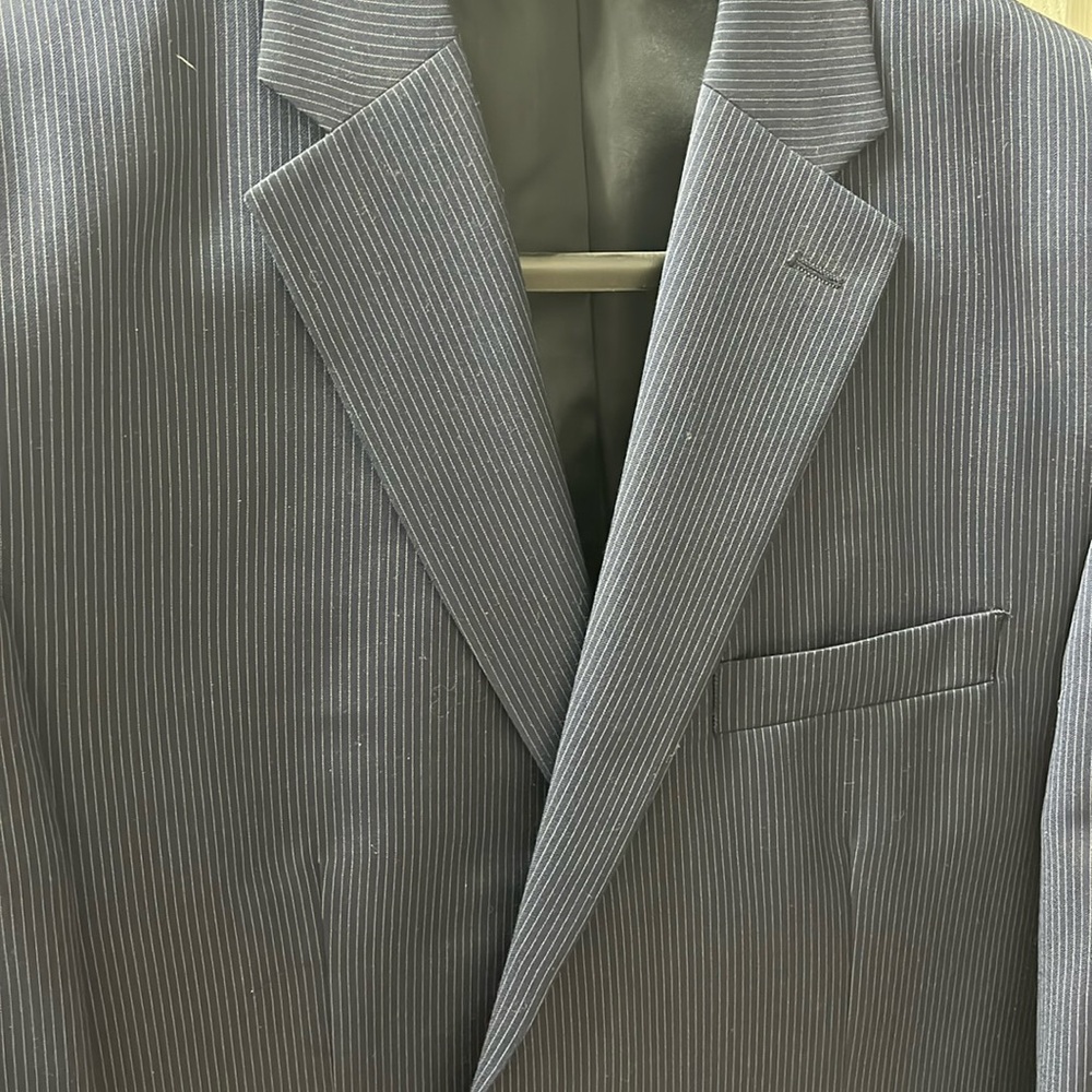 44R Chaps Sport coat.   Dark Navy with Stripes